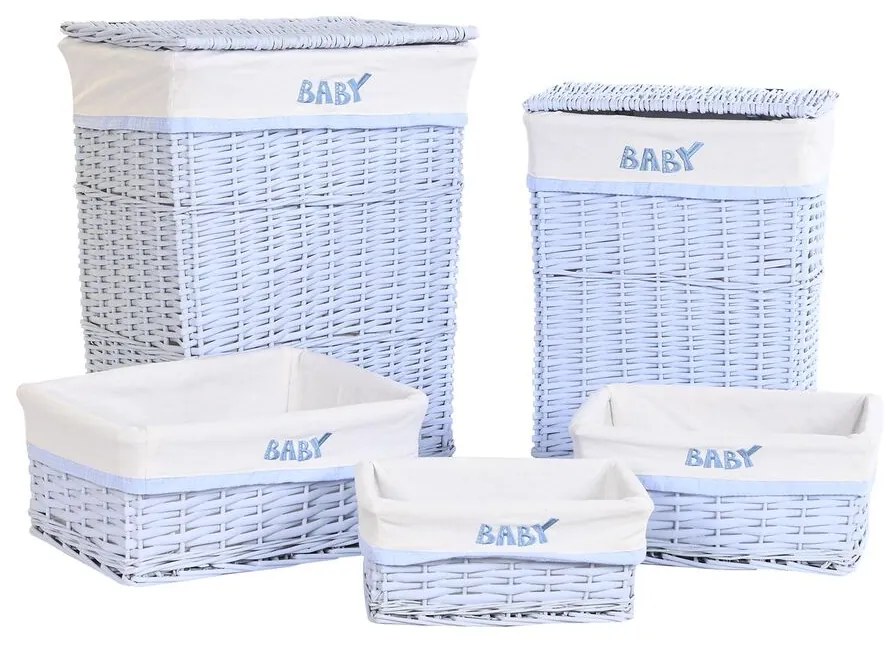Σετ καλαθιών DKD Home Decor Μπλε Celeste λυγαριά Παιδικά 44 x 34 x 56 cm 5 Τεμάχια