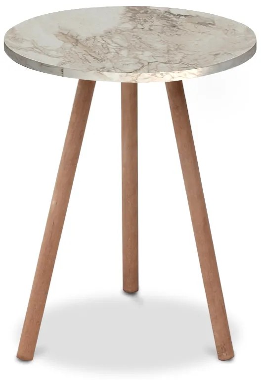 Τραπεζάκι βοηθητικό Roma Megapap χρώμα μπεζ εφέ μαρμάρου 33,5x33,5x46εκ.