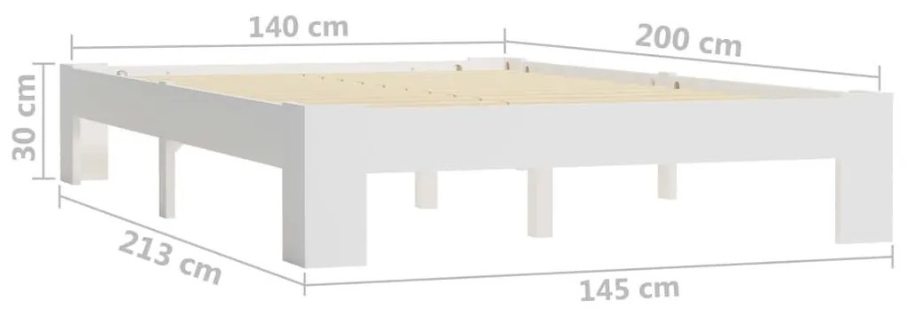 Πλαίσιο Κρεβατιού Λευκό 140 x 200 εκ. από Μασίφ Ξύλο Πεύκου - Λευκό