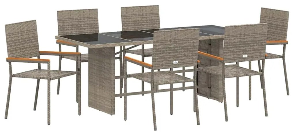 vidaXL Σέτ φαγητού για κήπο 7 pcs Γκρι 190 x 80 x 75 εκ.