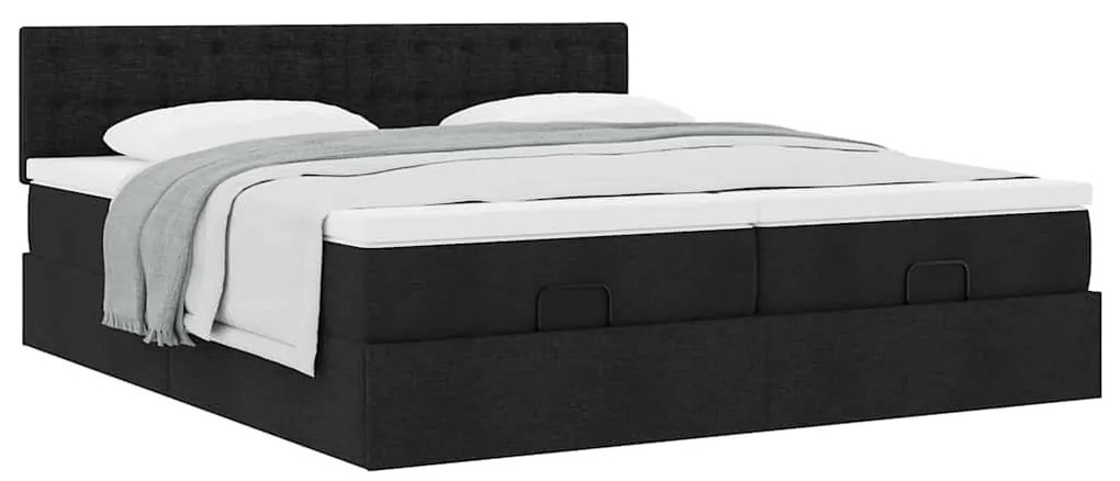 vidaXL Οθωμανικό κρεβάτι με στρώματα Μαύρο 180x200cm Ύφασμα