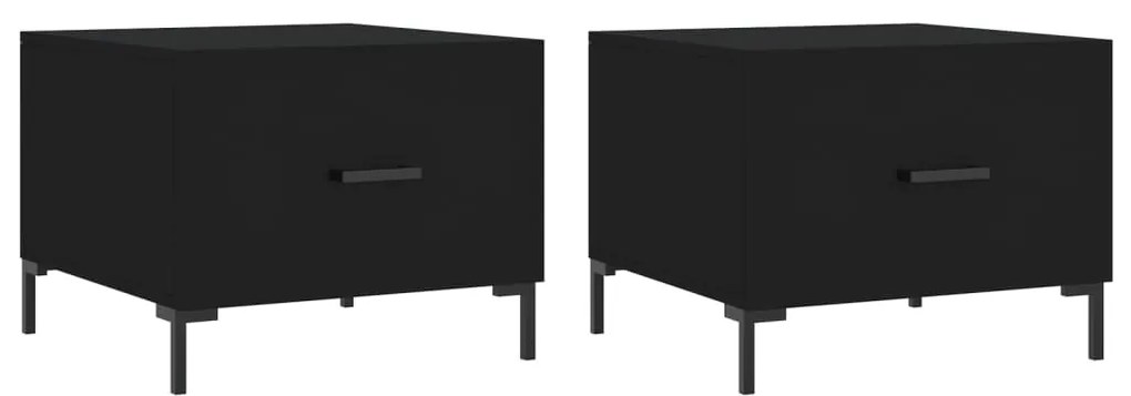 vidaXL Τραπεζάκια Σαλονιού 2 τεμ. Μαύρα 50x50x40 εκ. Επεξεργ. Ξύλο