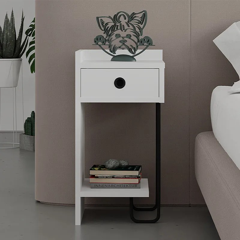 Κομοδίνο Sirius Megapap αριστερό χρώμα λευκό 32x30x61εκ.