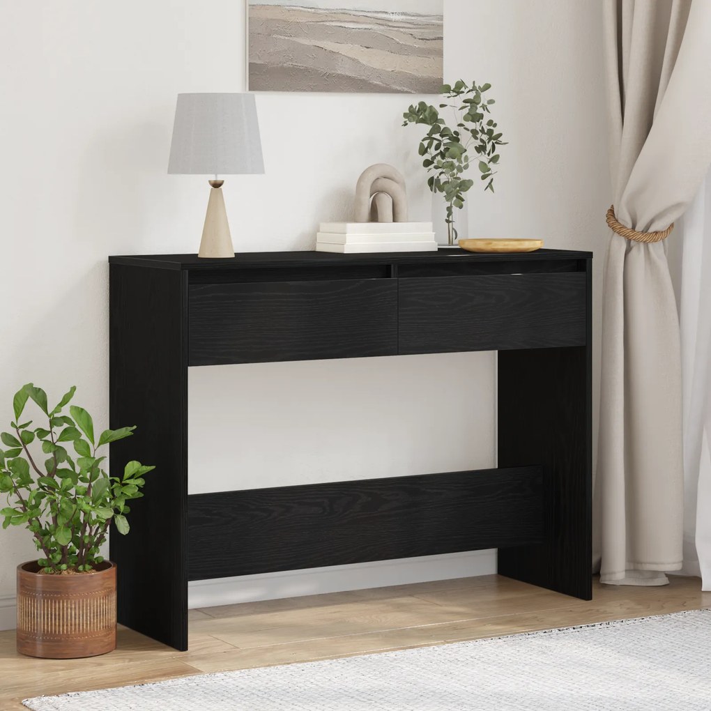 vidaXL Μαύρο Ξύλινο Τραπέζι Κονσόλας - 100x35x76.5 εκ - Επεξεργασμένο Ξύλο