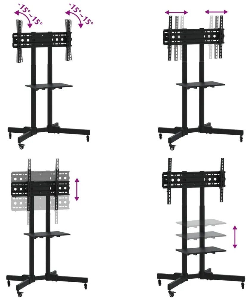 vidaXL Βάση Τηλεόρασης με Τροχούς 32-70Ιν. Max VESA 600x400χιλ. 50κ.