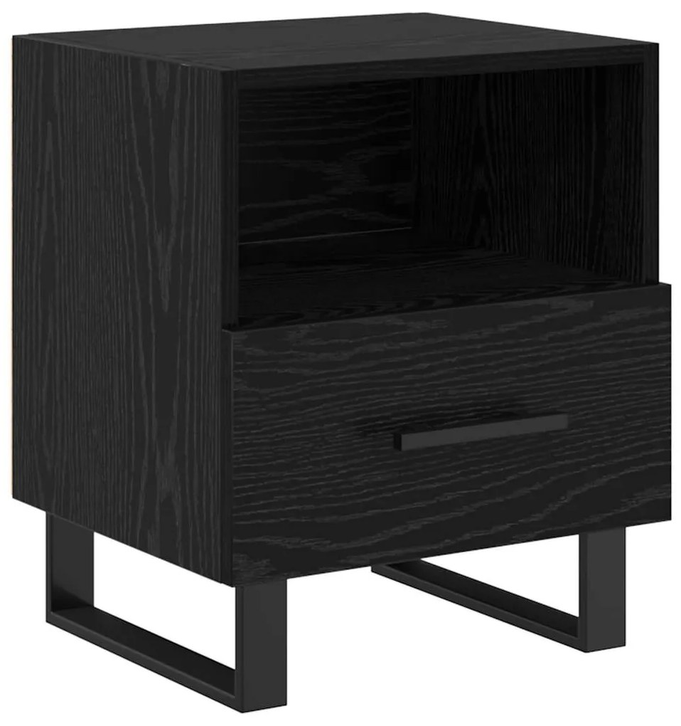 vidaXL Κομοδίνο 2 pcs Μαύρη Οξυά 40 x 35 x 47,5 εκ Επεξεργασμένο ξύλο