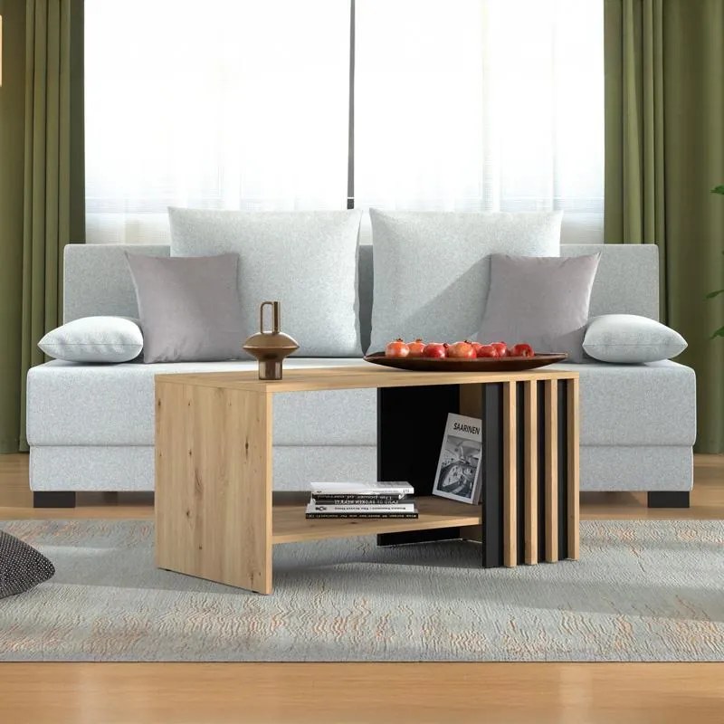 Τραπεζάκι Σαλονιού Laval Artisan Oak - Μαύρο 90x50x46 εκ. 90x50x46 εκ.