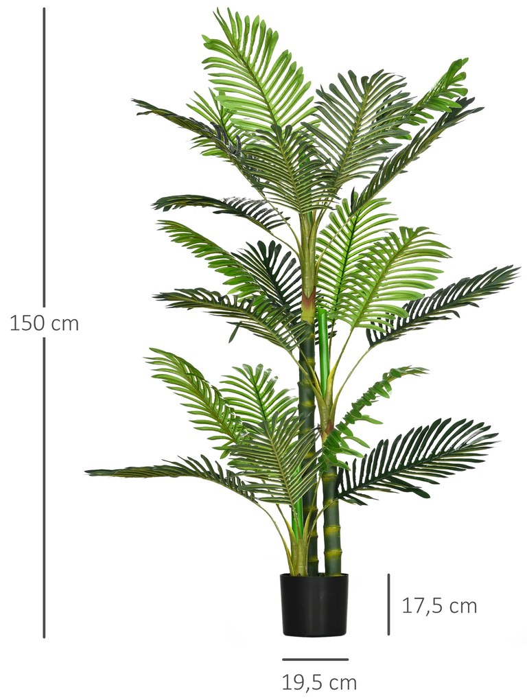 Τεχνητό φυτό, τεχνητός φοίνικας, με γλάστρα. 19,5 εκ. x 19,5 εκ. x 150 εκ., Πράσινο + Μαύρο