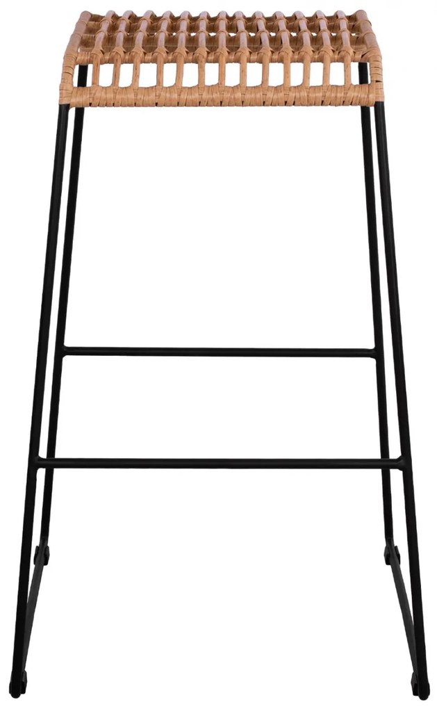 Σκαμπό Μπαρ ALLEGRA C5641 Μεταλλικό με Μπέζ Wicker 49x50x76 εκ. 49x50x76 εκ.