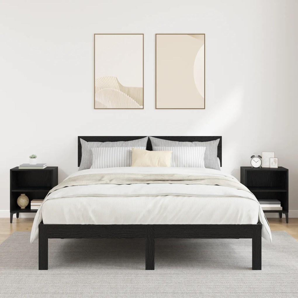 vidaXL Κομοδίνα 2 τεμαχίων Μαύρης Δρυς 40x30x50 εκ. Ξυλείας