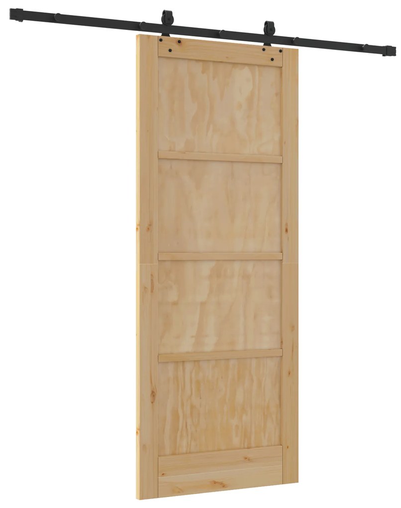 vidaXL Συρόμενη Πόρτα με Σετ Συστήματος 83x202 cm Συμπαγές Ξύλο Πεύκου