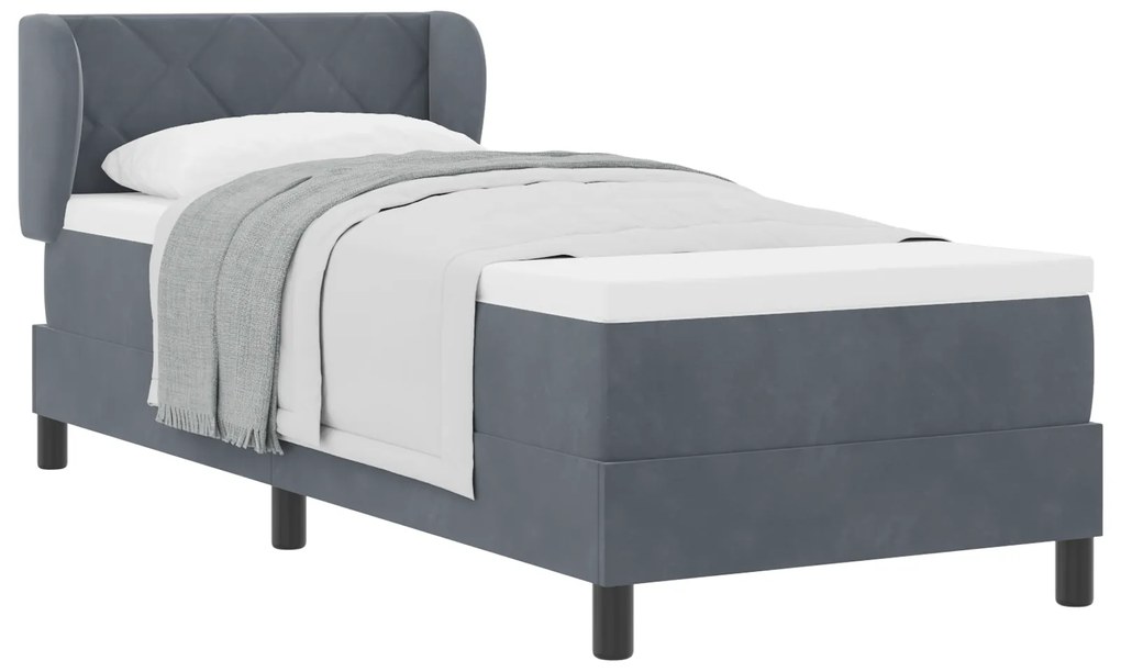 vidaXL Κρεβάτι Box Spring με Στρώμα Σκούρο Γκρι 80x200 εκ. Βελούδο