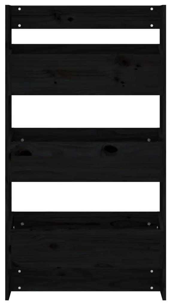 vidaXL Ζαρντινιέρα Τοίχου 3 Επιπέδων Μαύρη 60x18,5x110 εκ. Μασίφ Πεύκο