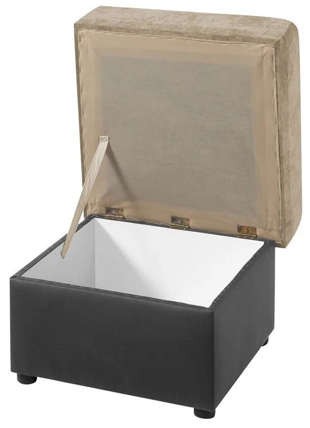 Σκαμπό σαλονιού Providence 174, Ανοιχτό καφέ, 38x50x50cm, 10 kg, Οικολογικό δέρμα + Ταπισερί, Πόδια: Πλαστική ύλη, Κουτί αποθήκευσης | Epipla1.gr