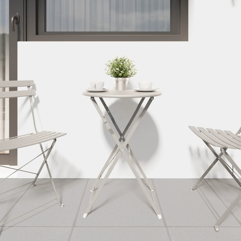 vidaXL Τραπέζι Bistro Πτυσσόμενο Μπεζ Ø50x71 εκ. Μεταλλικό