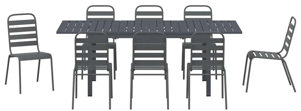 vidaXL Σέτ φαγητού για κήπο 9 pcs Ανθρακί Ατσάλι με Πούδρα