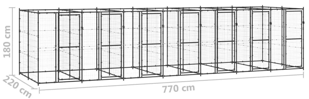 vidaXL Κλουβί Σκύλου Εξωτερικού Χώρου 16,94 μ² από Ατσάλι