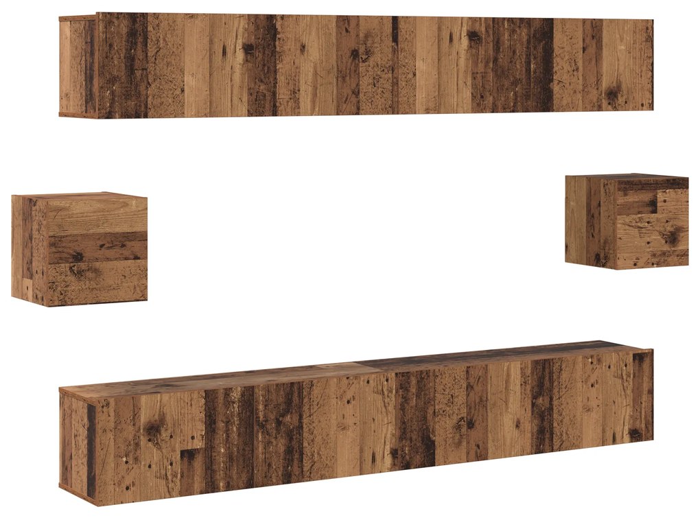 vidaXL Σετ επίπλου τηλεόρασης 6 pcs Παλαιό ξύλο 100 x 30 x 30 cm ξύλο