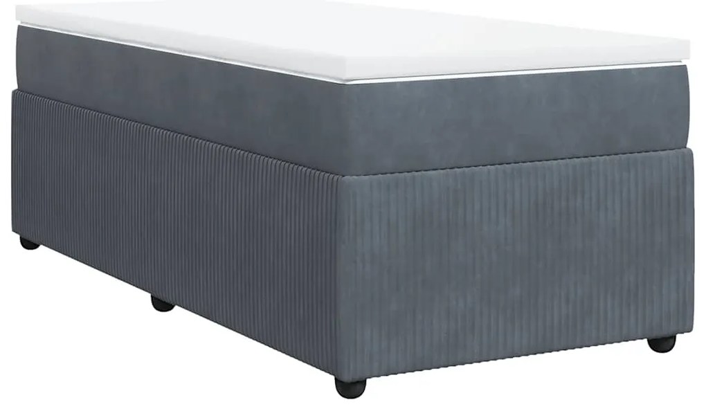 vidaXL Κρεβάτι Boxspring με Στρώμα Σκούρο Γκρι 90x190 εκ. Βελούδινο