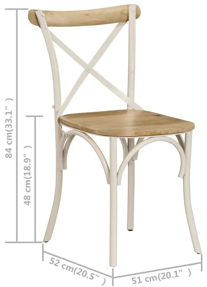 Καρέκλες με Χιαστί Πλάτη 4 τεμ. Λευκές από Μασίφ Ξύλο Μάνγκο - Λευκό
