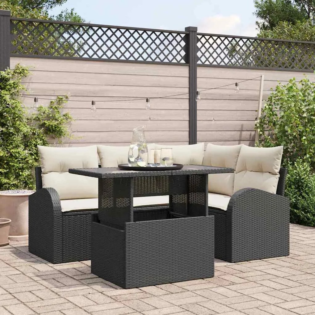 vidaXL Σετ Καναπέ Κήπου 5 pcs Μαύρο 100 x 55 x 73 εκ Πολυ ράταν