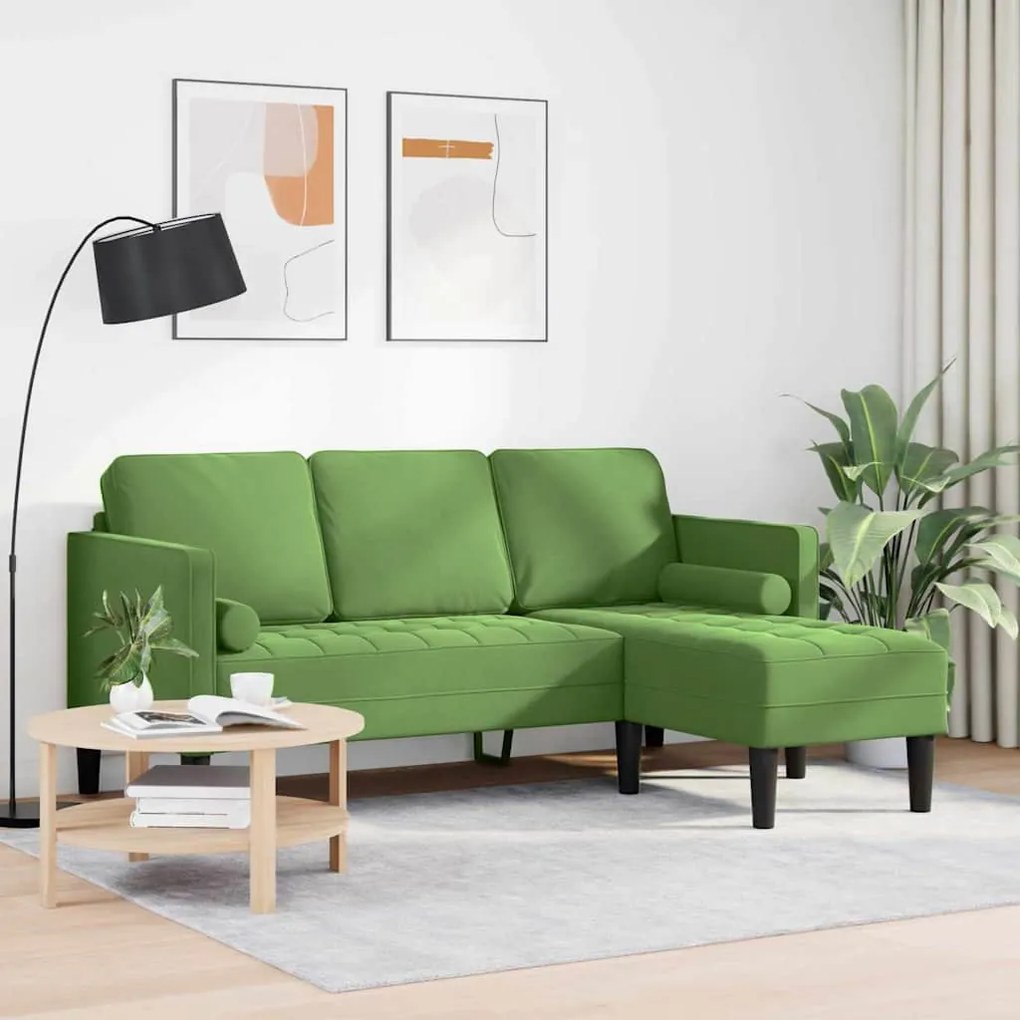vidaXL Σετ Καναπέ Ανοιχτό πράσινο 173 x 131 x 67 εκ Βελούδο