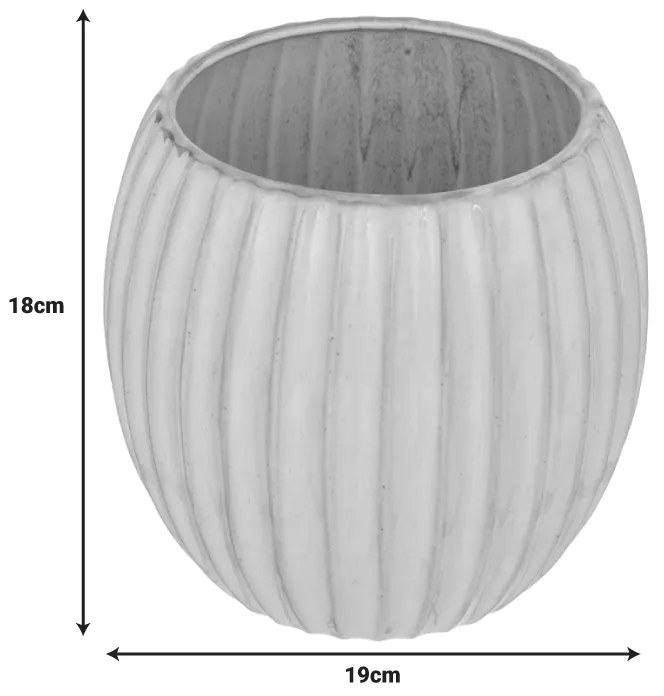 Βάζο Ferdan pakoworld κεραμικό σε λευκή-μπεζ απόχρωση Φ19x18εκ - 199-000633