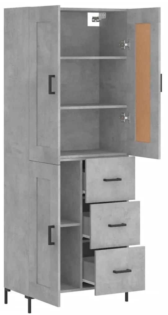 vidaXL Ντουλάπι Γκρι Σκυροδέματος 69,5x34x180 εκ. Επεξεργασμένο Ξύλο