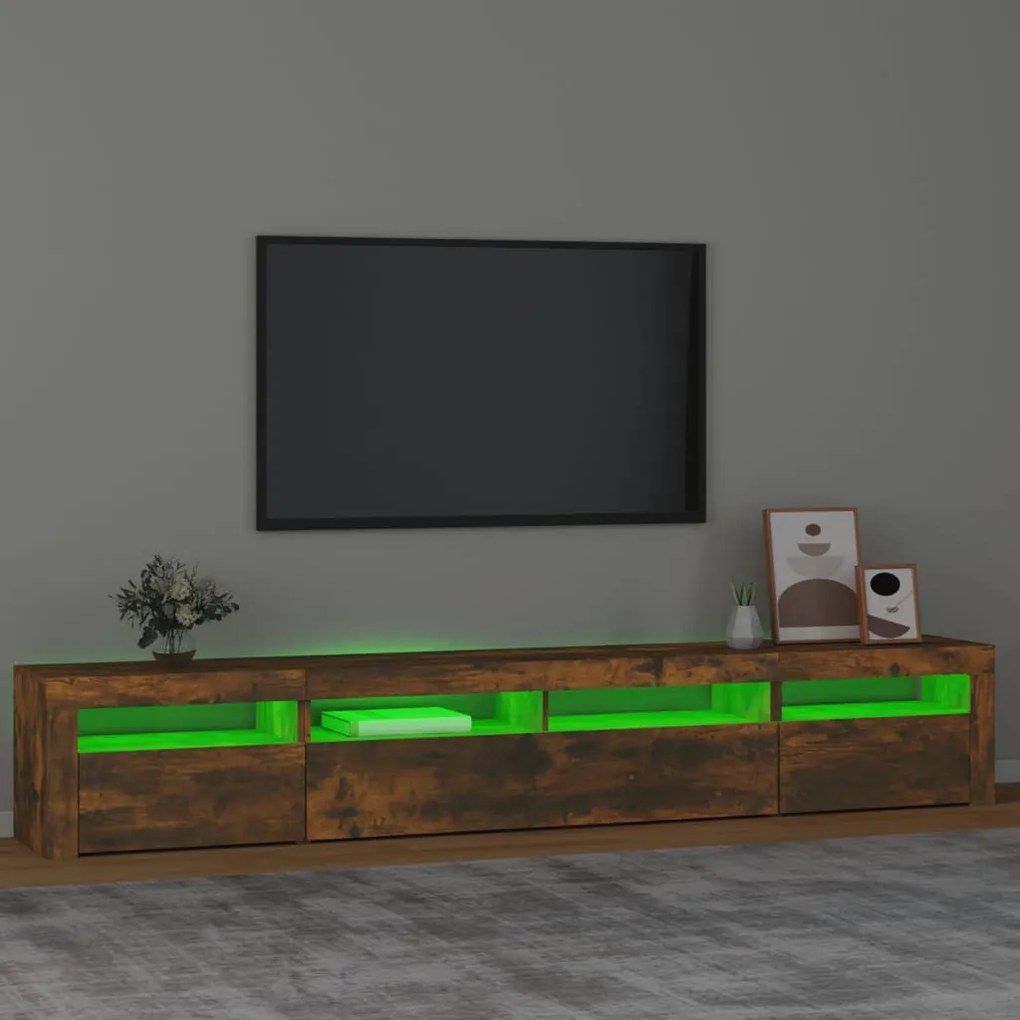 vidaXL Έπιπλο Τηλεόρασης με LED Καπνιστή Δρυς 240x35x40 εκ.