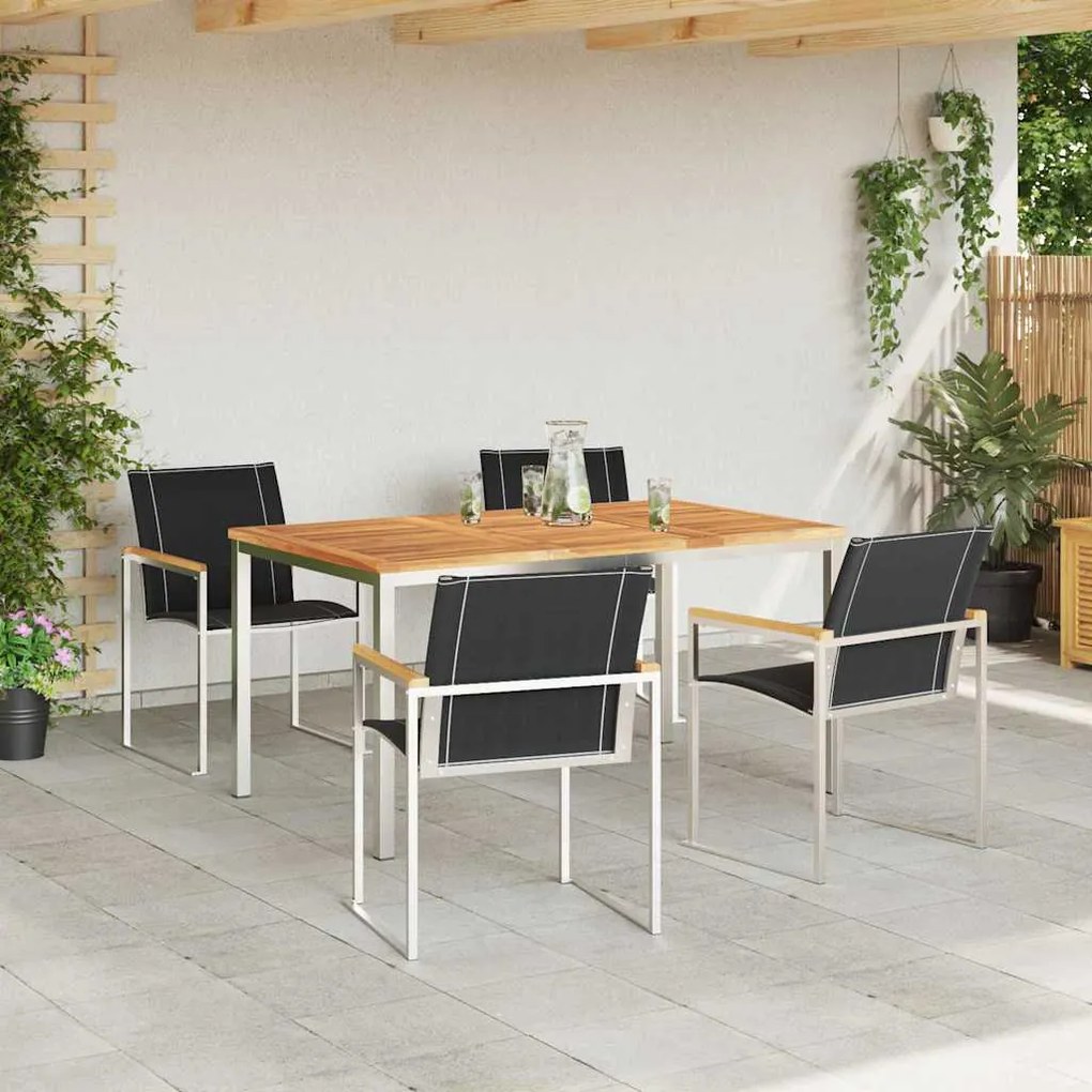 vidaXL Σέτ φαγητού για κήπο 5 pcs Σταθερό Ξύλο Ακακίας