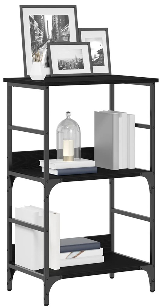 vidaXL Βιβλιοθήκη  Μαύρη Δρυς 50x33x82 εκ. Επεξεργασμένο Ξύλο και Χάλυβας