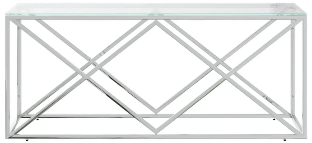 vidaXL Τραπέζι Σαλονιού 110x45x45 εκ. από Ανοξ. Ατσάλι και Γυαλί