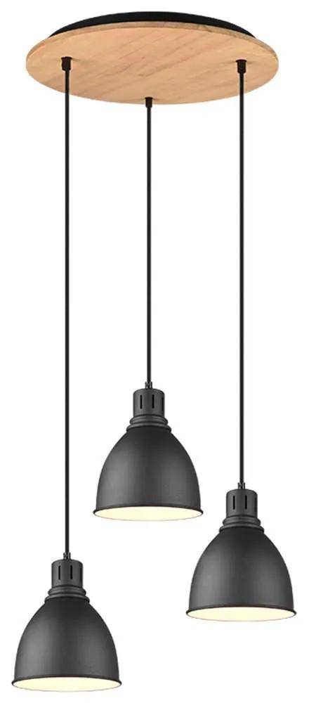 Φωτιστικό Οροφής Henley 310730332 3xE14 40W Φ40cm 150cm Black Mat Trio Lighting Μέταλλο,Ξύλο