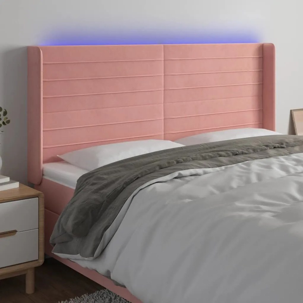 Κεφαλάρι Κρεβατιού LED Ροζ 183x16x118/128 εκ. Βελούδινο 3124253
