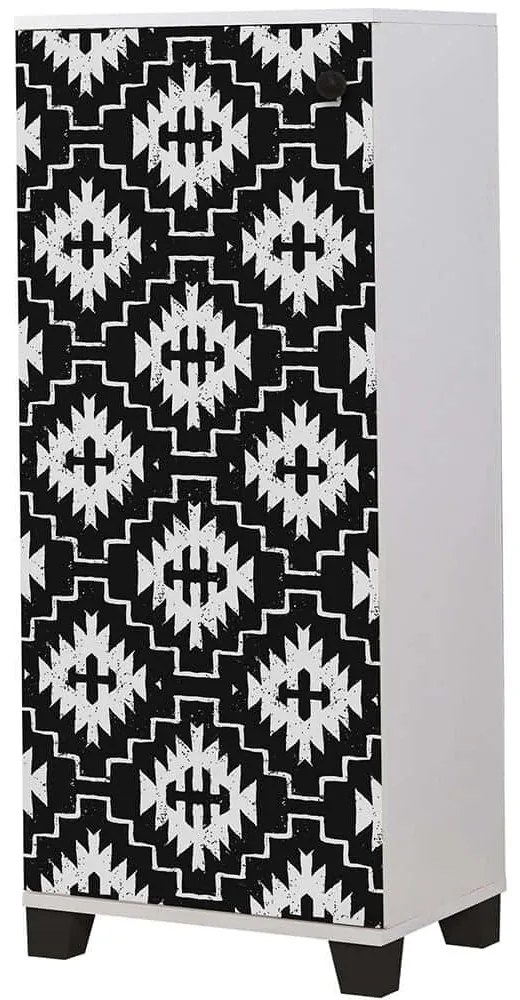 Παπουτσοθήκη Filinta Swan 869VEL6511 50x38x127cm White-Black Πλαστικό,Μοριοσανίδα