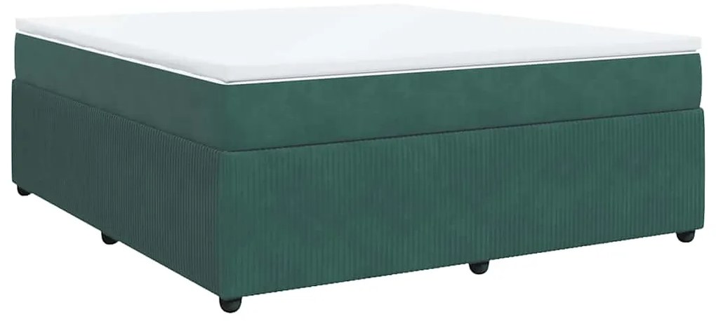 vidaXL Κρεβάτι Boxspring με Στρώμα Σκούρο Πράσινο 180x200εκ. Βελούδινο