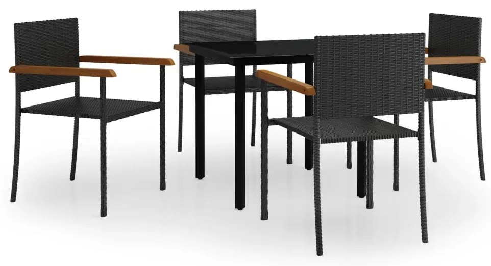 vidaXL Σετ Τραπεζαρίας Κήπου 5 Τεμαχίων Μαύρο