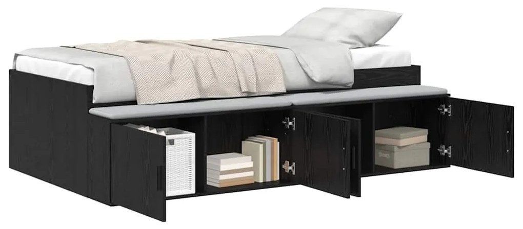 vidaXL Σκελετός Κρεβατιού Μαύρη Οξυά 90 x 200 cm Επεξεργασμένο ξύλο