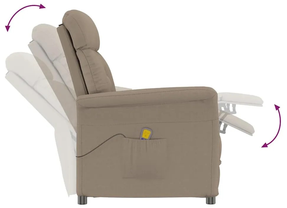 vidaXL Καρέκλα μασάζ με μαξιλάρι Taupe 70.5 x 96.5 x 95 cm ύφασμα