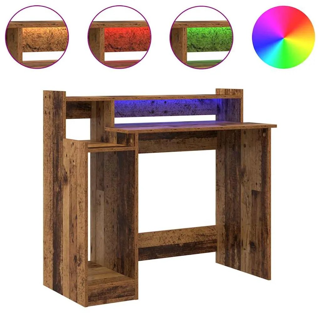 vidaXL Γραφείο με ράφι Παλιό ξύλο 97 x 45 x 90 εκ. Επεξεργασμένο ξύλο