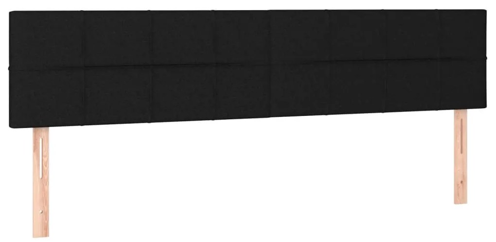 vidaXL Κρεβάτι Boxspring με Στρώμα & LED Μαύρο 200x200 εκ. Υφασμάτινο