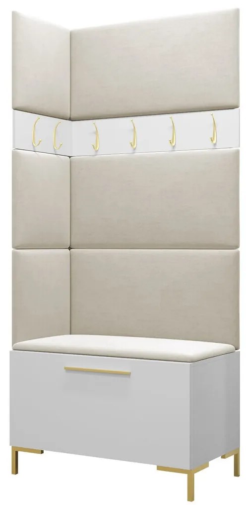 Σετ διαδρόμου Hartford F103, 196x84x46cm, 34 kg, Άσπρο, Ταπισερί, Πλαστικοποιημένη μοριοσανίδα, Εντοιχισμένη, Τοίχου | Epipla1.gr