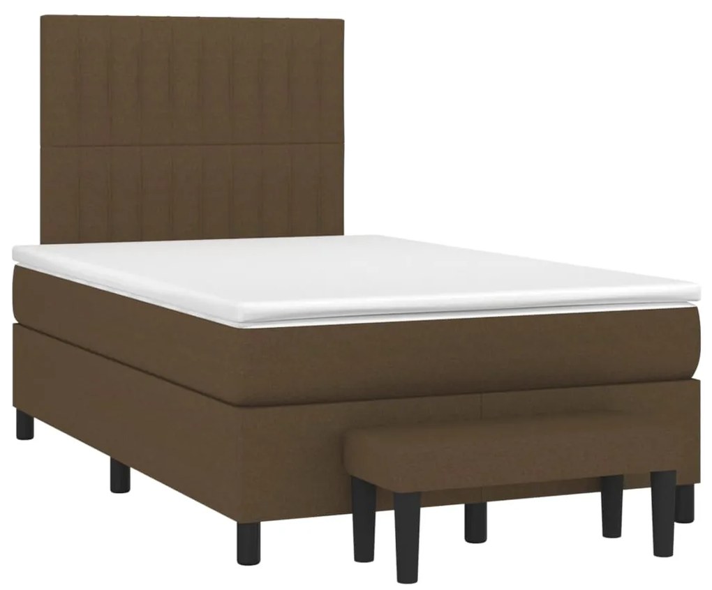 vidaXL Κρεβάτι Boxspring με Στρώμα Σκούρο Καφέ 120x200 εκ. Υφασμάτινο