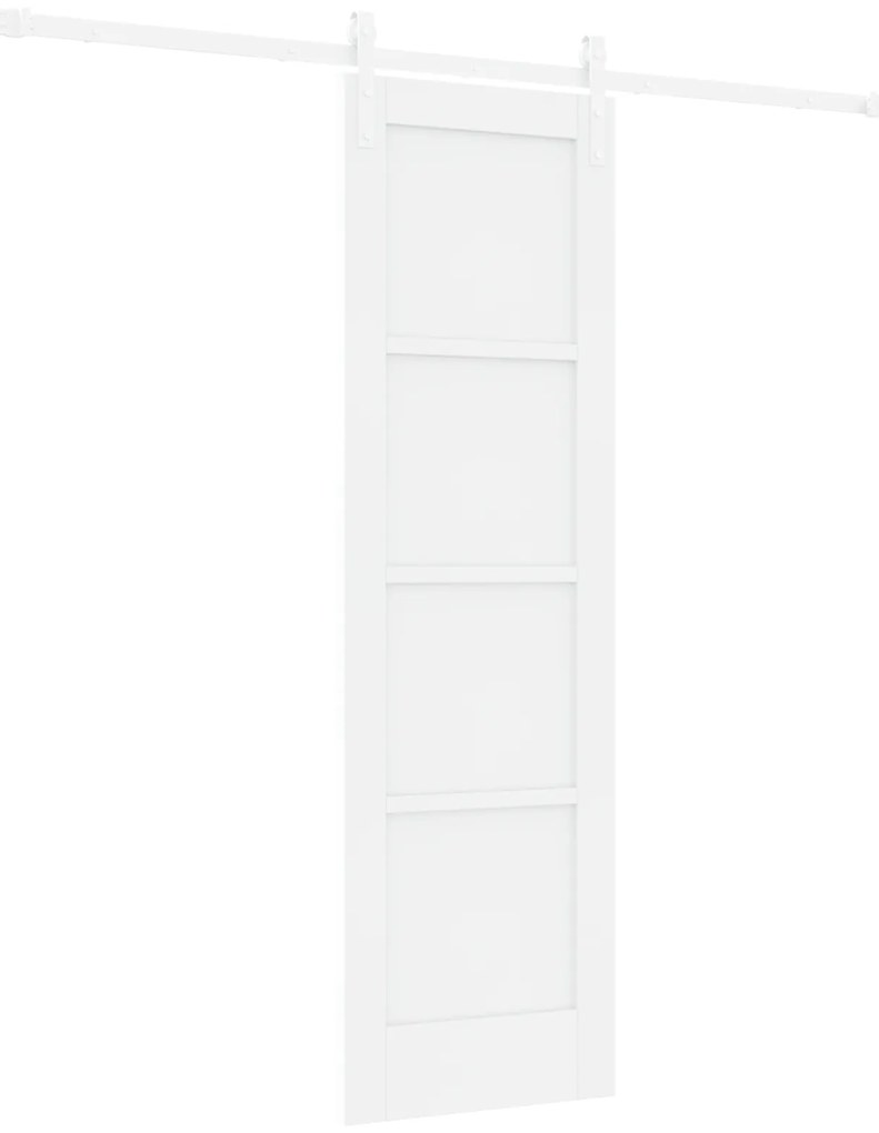 vidaXL Συρόμενη Πόρτα με Σετ Εξαρτημάτων Λευκή 61x198.5 εκ. Συμπαγές Ξύλο Πεύκο