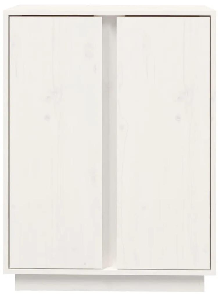 Συρταριέρα Λευκή 60x35x80 εκ. από Μασίφ Ξύλο Πεύκου - Λευκό