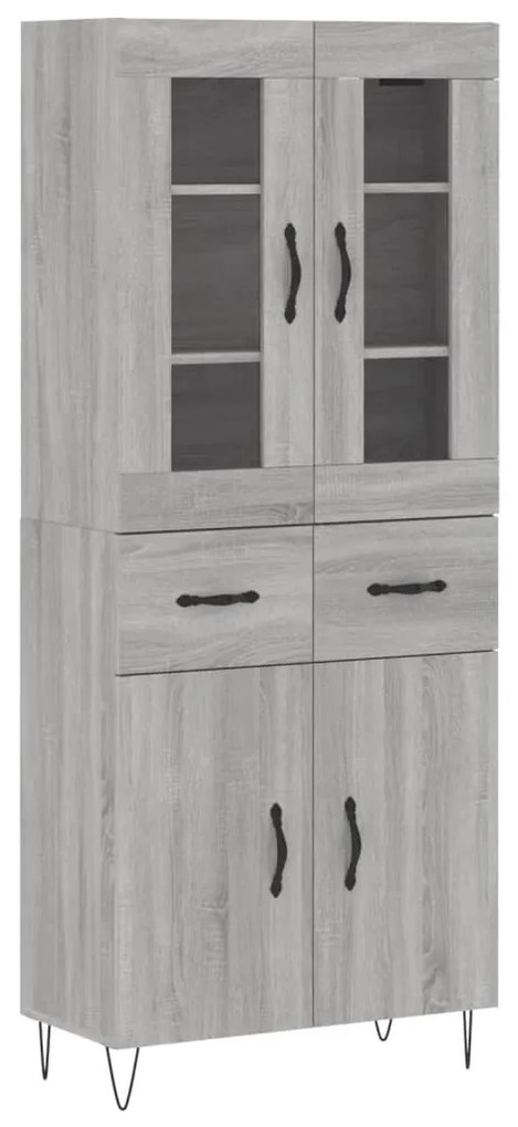 vidaXL Ντουλάπι Γκρι Sonoma 69,5 x 34 x 180 εκ. Επεξεργασμένο Ξύλο