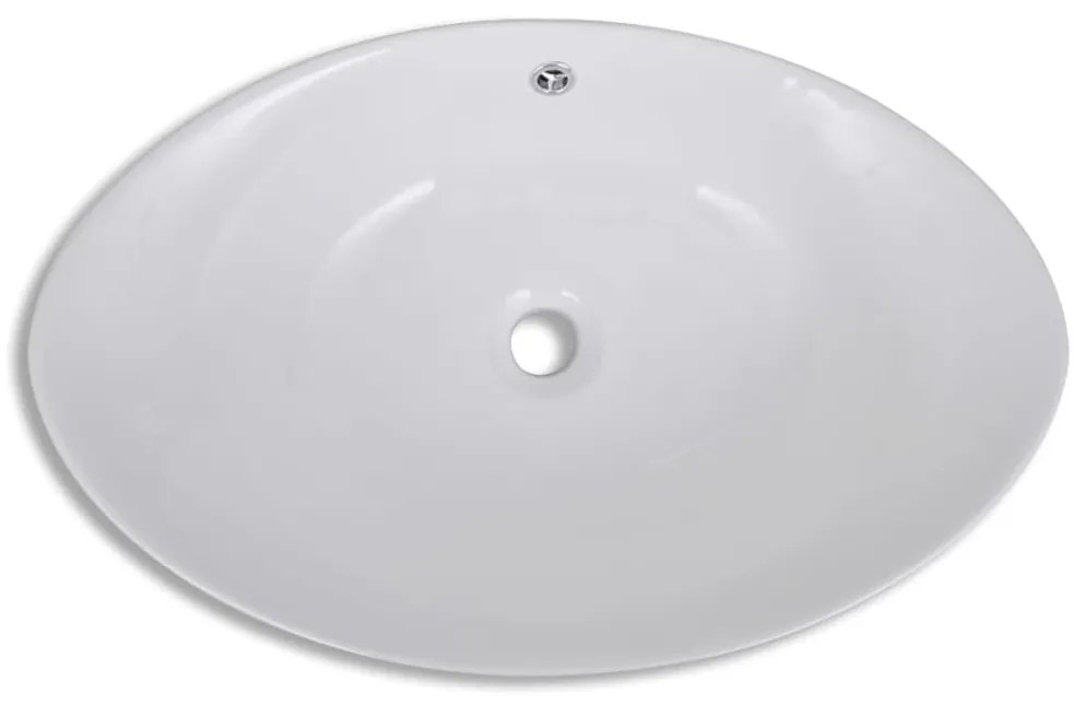 Πολυτελής κεραμεικός νιπτήρας με υπερχείλιση Οβάλ 59 x 38,5 cm
