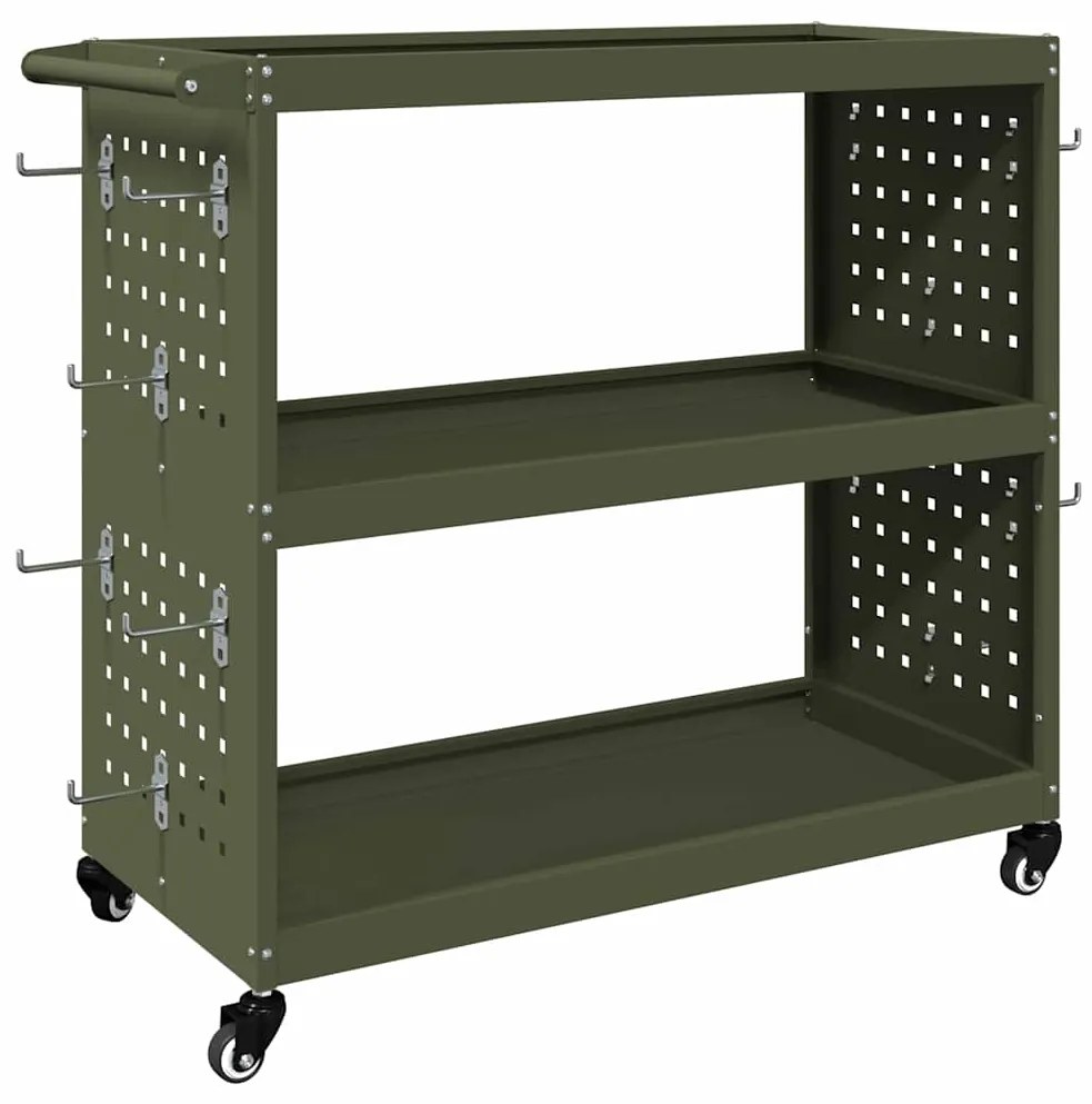 vidaXL Καρότσι εργαλείων με ράφι Ελιά Πράσινη 75 x 35 x 73 εκ.