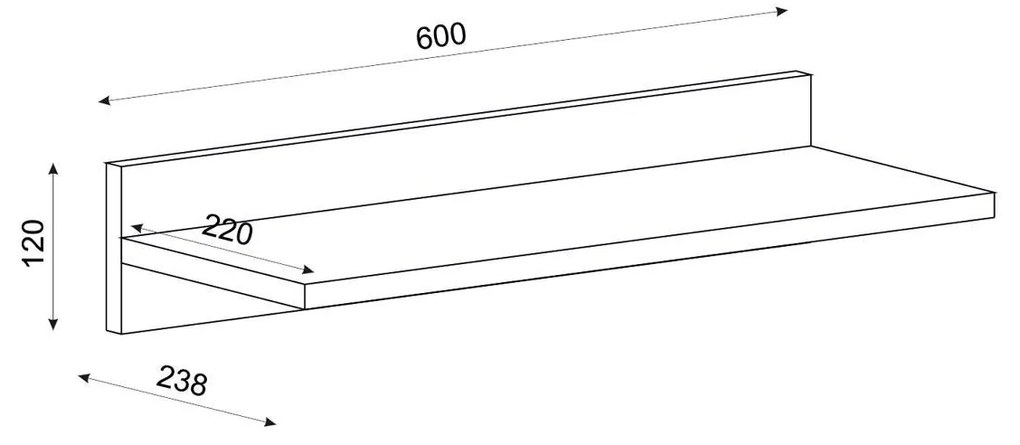 Ράφι Τοίχου EMBER Φυσικό Μοριοσανίδα/Μελαμίνη 60x24x12cm - 14410262