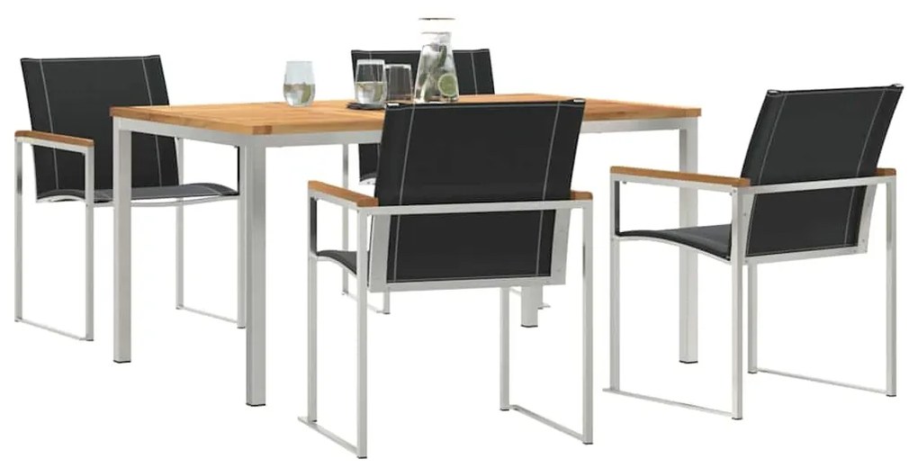 vidaXL Σέτ φαγητού για κήπο 5 pcs Σταθερό Ξύλο Ακακίας
